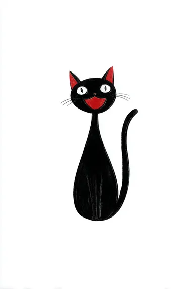 Happy Black Cat Illustration in Kawaii Style Happy Black Cat Illustration in Kawaii Style