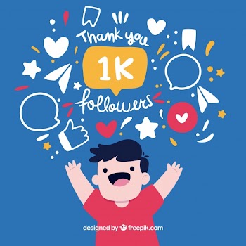 Happy boy background celebrating 1k followers Free Vector
