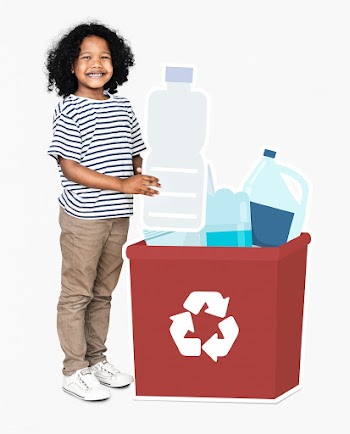Happy boy collecting plastic bottles in a rec.. | Free stock psd mockup - 491842