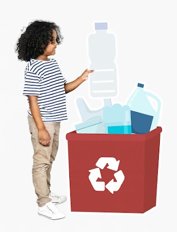 Happy boy collecting plastic bottles in a rec.. | Free stock psd mockup - 491868