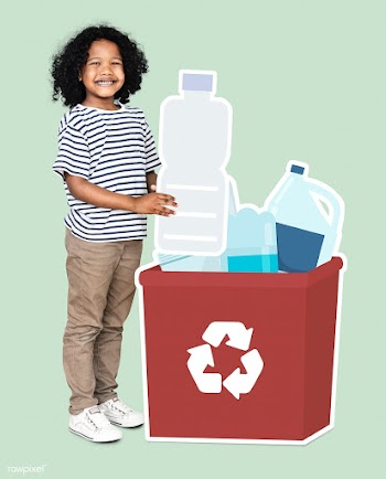 Happy boy collecting plastic bottles in a rec.. | Free stock psd mockup - 503966