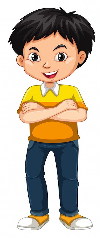 Happy boy standing on white background Free Vector