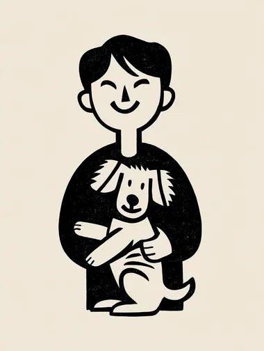 Happy Boy with Cute Dog Cartoon Illustration Happy Boy with Cute Dog Cartoon Illustration