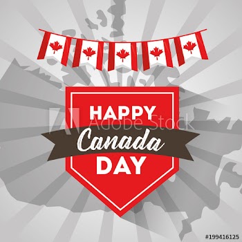 happy canada day label on country map vector illustration
