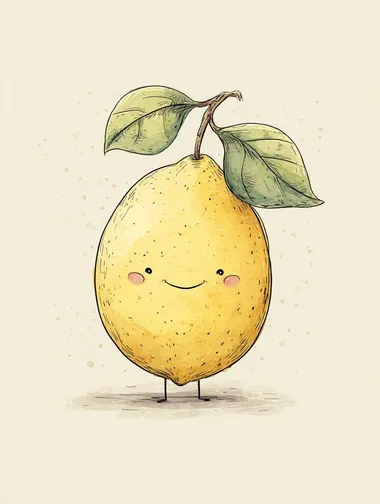 Happy Cartoon Lemon Illustration Happy Cartoon Lemon Illustration