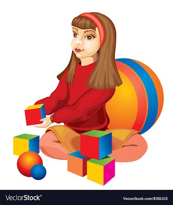 Happy Child Playing with Blocks vector image