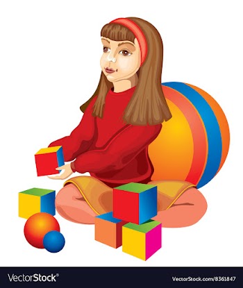 Happy Child Playing with Blocks vector image
