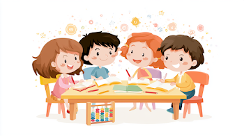 Happy Children Learning in a Colorful Classroom