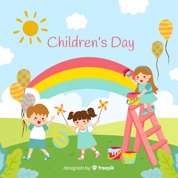 Happy children's day background in flat design Free Vector