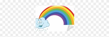 Happy Cloud Raining With Rainbow Wall Mural • Pixers® - Cartoon