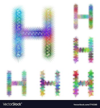 Happy colorful fractal font set - letter H vector image