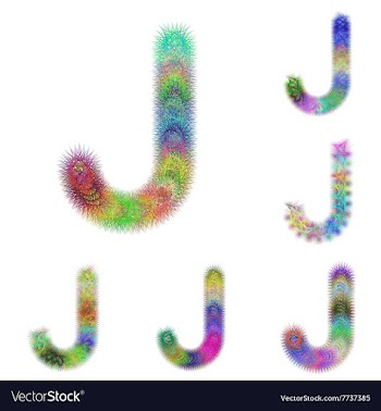 Happy colorful fractal font set - letter J vector image