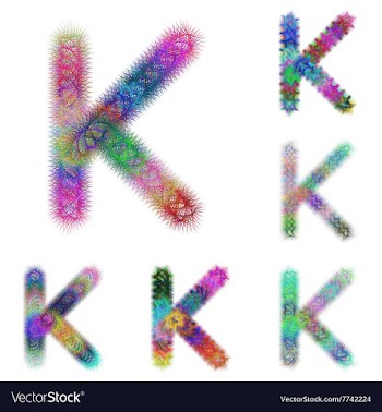 Happy colorful fractal font set - letter K vector image