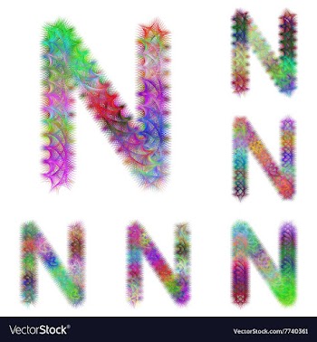 Happy colorful fractal font set - letter N vector image