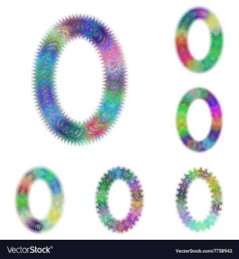 Happy colorful fractal font set - letter O vector image