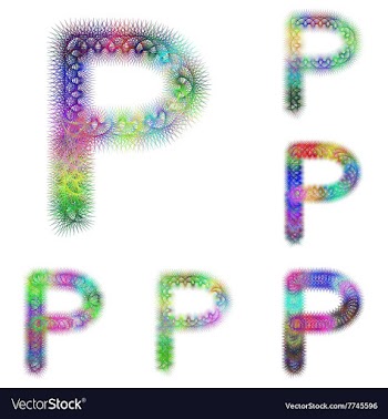 Happy colorful fractal font set - letter P vector image