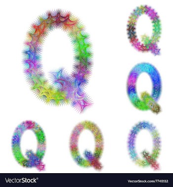 Happy colorful fractal font set - letter Q vector image