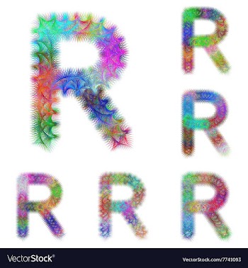 Happy colorful fractal font set - letter R vector image