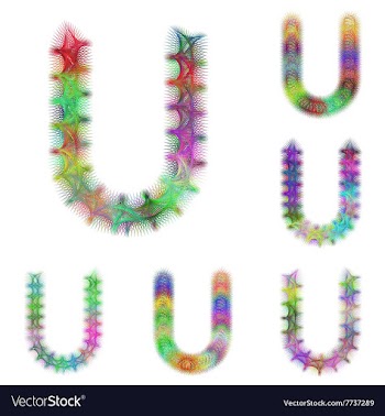 Happy colorful fractal font set - letter U vector image