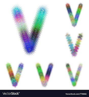 Happy colorful fractal font set - letter V vector image