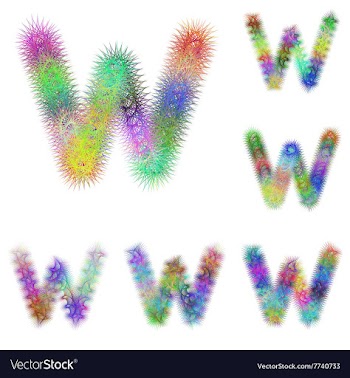 Happy colorful fractal font set - letter W vector image