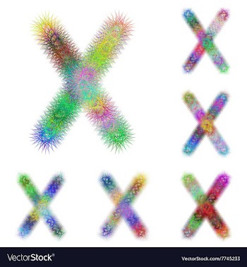 Happy colorful fractal font set - letter X vector image