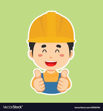 happy construction workers character sticker