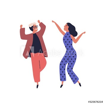 Happy couple dancing together having fun raising hands vector flat illustration