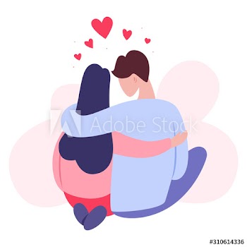 Happy couple in love hugging each other