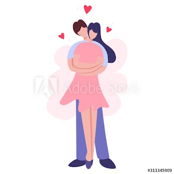 Happy couple in love hugging each other