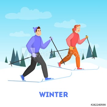 Happy couple on ski