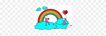 Happy Couple Play On A Cloud -valentines Day Wall Mural - Illustration