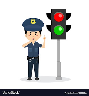 happy cute boy wearing police uniform stand