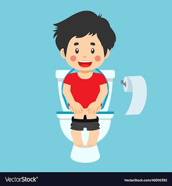 happy cute kid boy sit toilet