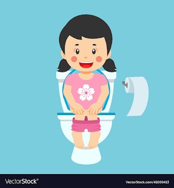 happy cute kid girl sit toilet