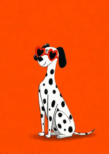 Happy Dalmatian Dog in Heart-shaped Sunglasses Happy Dalmatian Dog in Heart-shaped Sunglasses