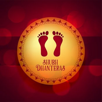 Happy dhanteras illustration with god feet print Free Vector