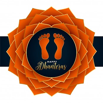 Happy dhanteras lord lakshmi foot prints beautiful illustration Free Vector