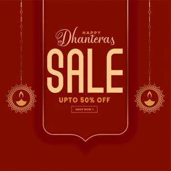 Happy dhanteras sale banner with offer details Free Vector