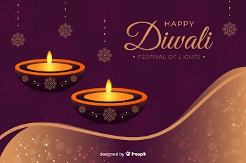 Happy diwali 2019 background with candles Free Vector