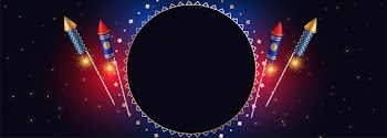 Happy diwali banner with crackers and text space Free Vector