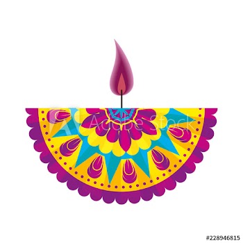 happy diwali card with candle and mandala