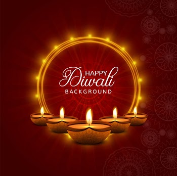 Happy diwali diya oil lamp festival card background Free Vector