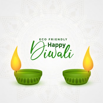 Happy diwali eco friendly festival diya Free Vector