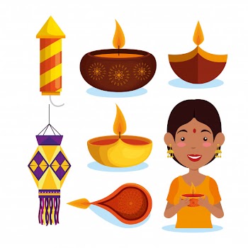 Happy diwali element collection Free Vector