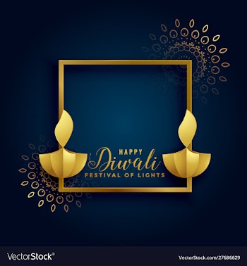 Happy-diwali-golden-background-with-diya-lamps vector image