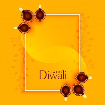 Happy diwali greeting with diya and text space Free Vector