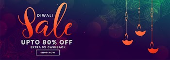 Happy diwali purple shiny sale banner Free Vector