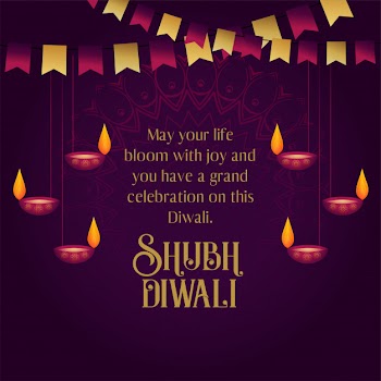 Happy diwali wishes greeting card  with hanging diya Free Vector