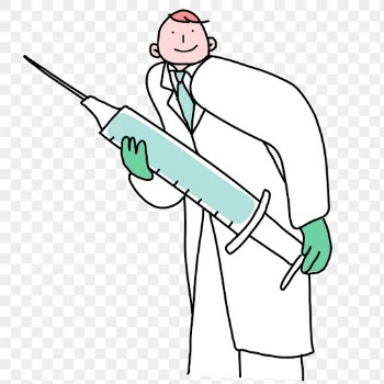 Happy doctor png with influenza vaccine in a syringe illustration